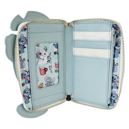 Loungefly Disney: Lilo & Stitch - Stitch Holiday Snow Angel Glitter Zip Around Wallet