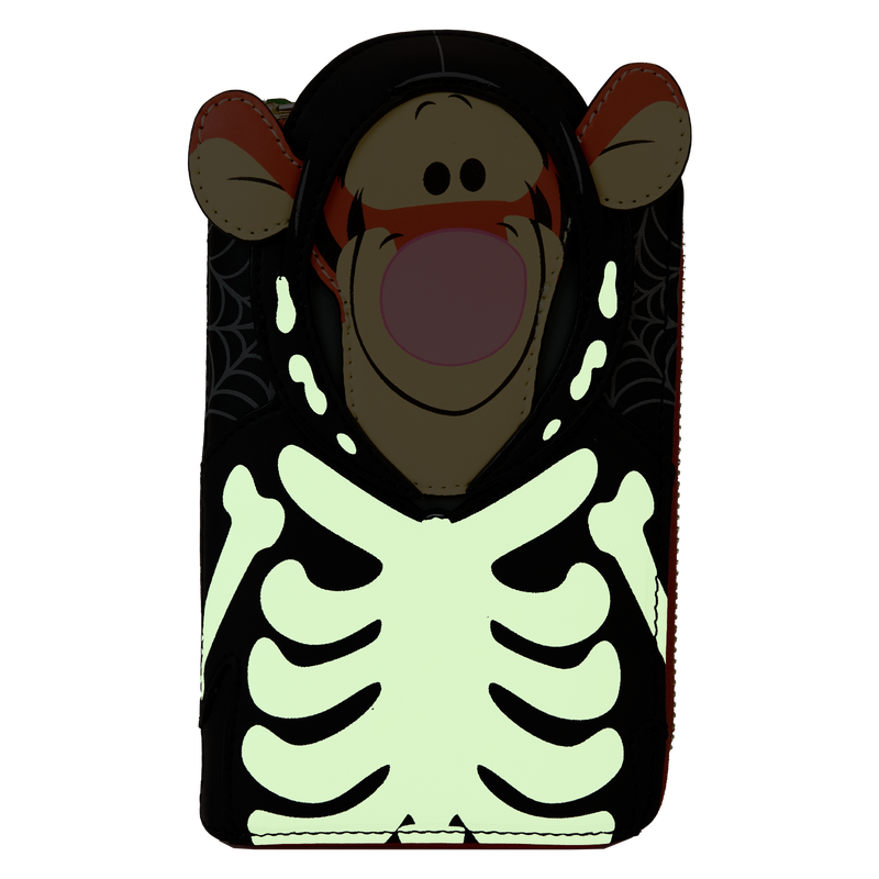 Load image into Gallery viewer, Loungefly Disney Winnie the Pooh - Skeleton Tigger Cosplay Glow Zip Around Wallet
