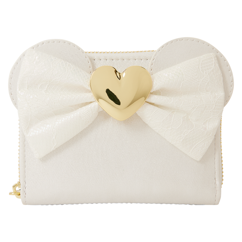 Chargez l&#39;image dans la visionneuse de la galerie, Loungefly Disney - Minnie Mouse Iridescent Lace Wedding Zip Around Wallet
