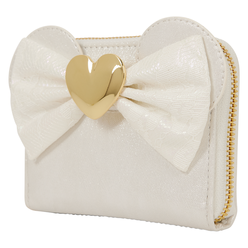 Chargez l&#39;image dans la visionneuse de la galerie, Loungefly Disney - Minnie Mouse Iridescent Lace Wedding Zip Around Wallet
