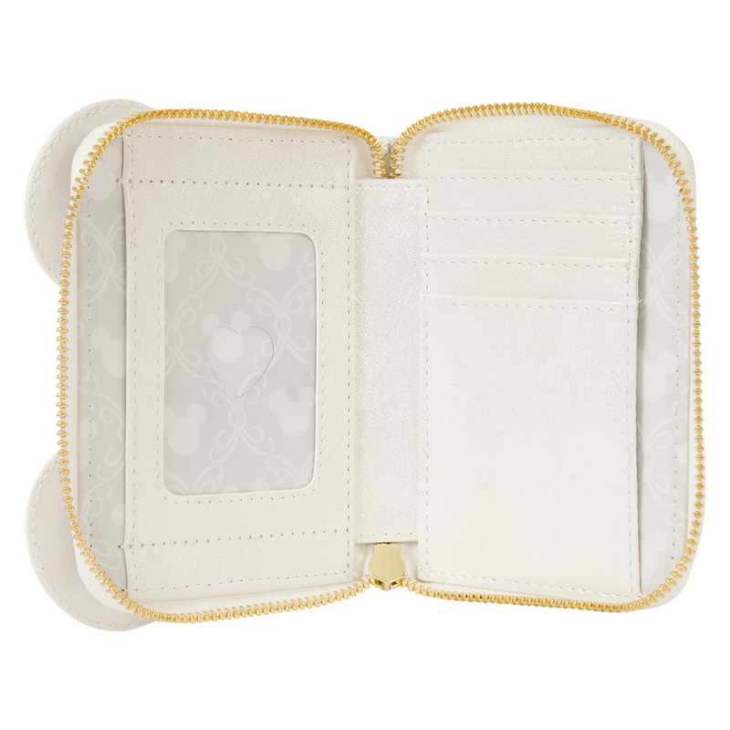 Chargez l&#39;image dans la visionneuse de la galerie, Loungefly Disney - Minnie Mouse Iridescent Lace Wedding Zip Around Wallet
