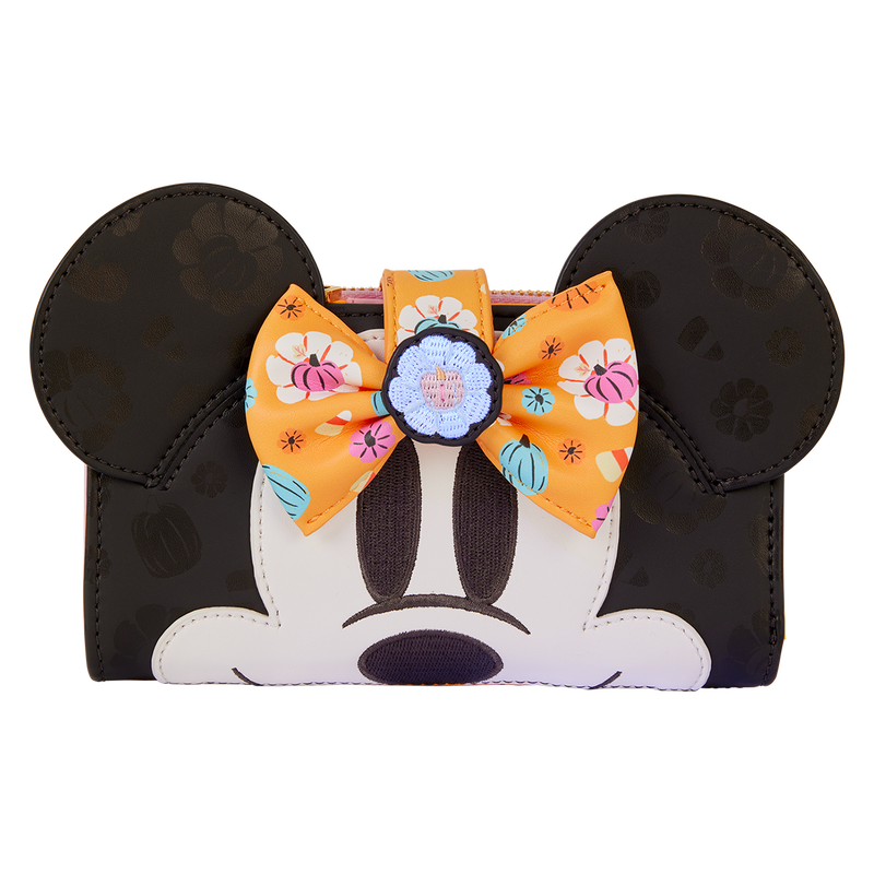 Chargez l&#39;image dans la visionneuse de la galerie, Loungefly Disney - Minnie Mouse Cosplay Floral Pumpkin Flap Wallet
