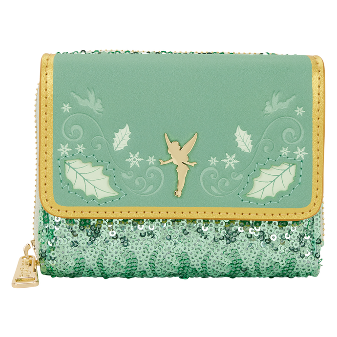 Loungefly Disney Peter Pan : Tinkerbell Holiday Sequin Tri-Fold Wallet