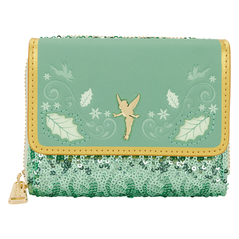 Chargez l&#39;image dans la visionneuse de la galerie, Loungefly Disney Peter Pan : Tinkerbell Holiday Sequin Tri-Fold Wallet
