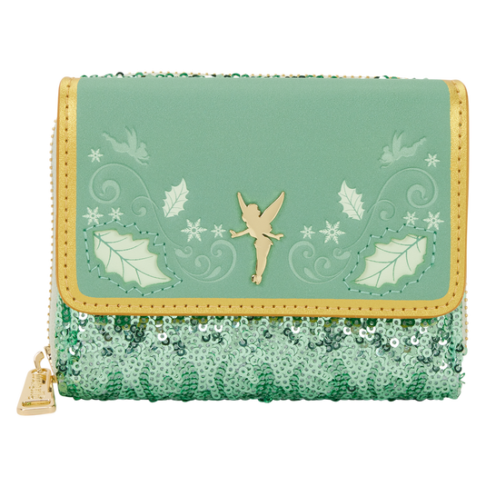 Loungefly Disney Peter Pan : Tinkerbell Holiday Sequin Tri-Fold Wallet