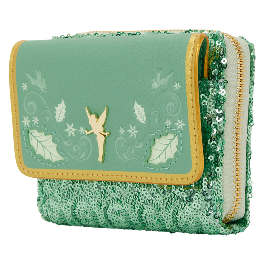 Loungefly Disney Peter Pan : Tinkerbell Holiday Sequin Tri-Fold Wallet