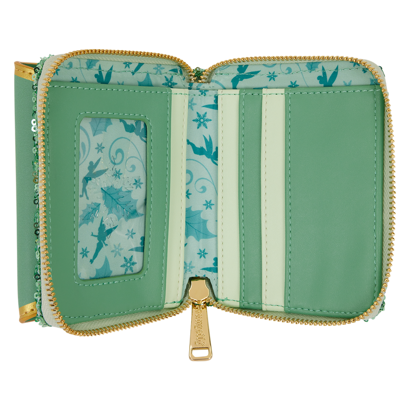Chargez l&#39;image dans la visionneuse de la galerie, Loungefly Disney Peter Pan : Tinkerbell Holiday Sequin Tri-Fold Wallet
