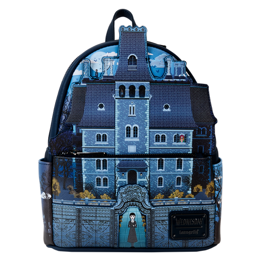 Loungefly The Addams Family - Wednesday Nevermore Academy Castle Glow Mini Backpack