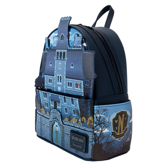 Loungefly The Addams Family - Wednesday Nevermore Academy Castle Glow Mini Backpack