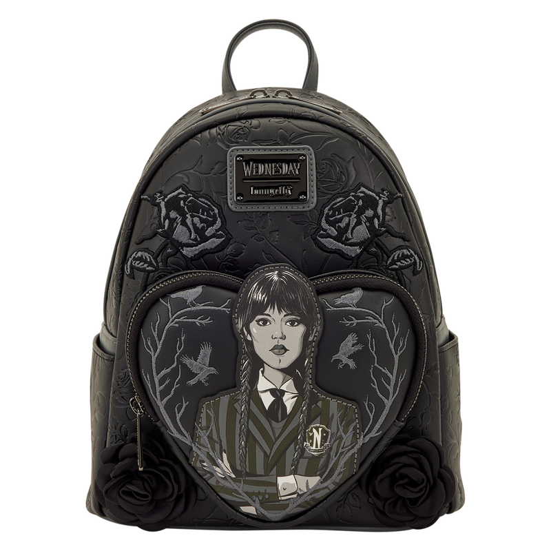 Cargue la imagen en el visor de la galería, Loungefly The Addams Family - Wednesday Black Roses Mini Backpack
