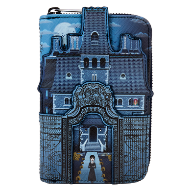 Loungefly The Addams Family - Wednesday Nevermore Academy Castle Zip Around Wallet