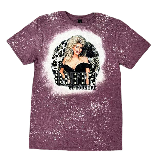Dolly Parton Reina del país camiseta con teñido anudado blanqueado