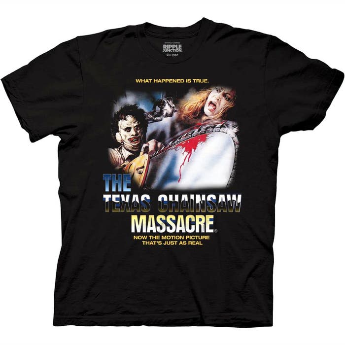 Load image into Gallery viewer, Texas Chainsaw Massacre - What Happened Is True Chrome Image Black T-Shirt
