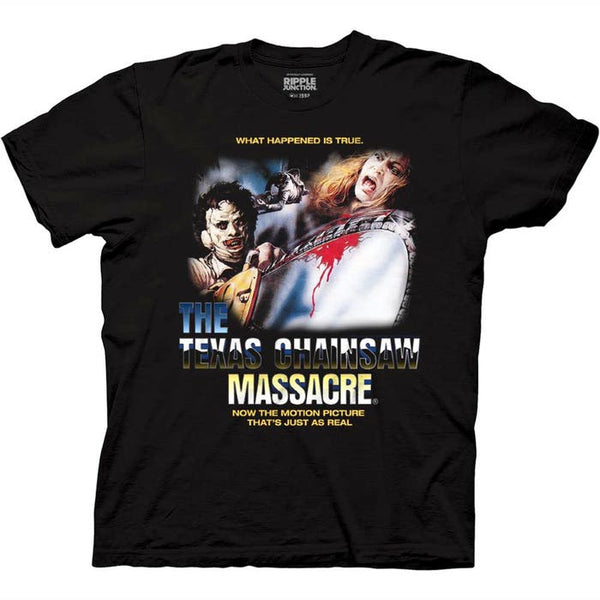 Texas Chainsaw Massacre - What Happened Is True Chrome Image Black T-Shirt