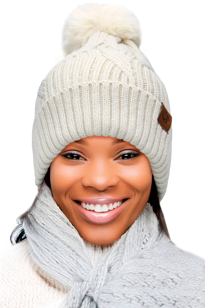 Chargez l'image dans la visionneuse de la galerie, Coil Chevron Knitted Fleece Lined Beanie
