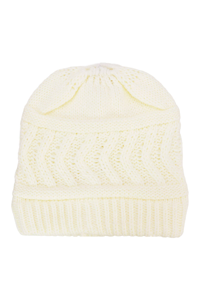 Load image into Gallery viewer, Classic Ponytail Chevron Cable Knitted Beanie
