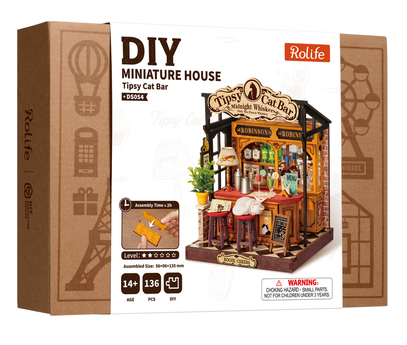 Load image into Gallery viewer, Robotime Rolife - Tipsy Cat Bar DIY Miniature House
