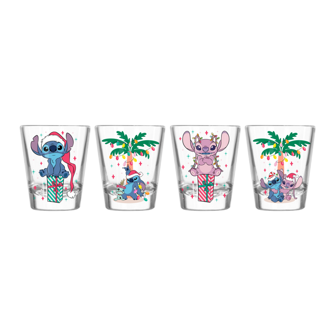 Christmas Lilo Stitch & Friends Palm Gift Set 4pc 1.8oz Mini Shot Glass Set