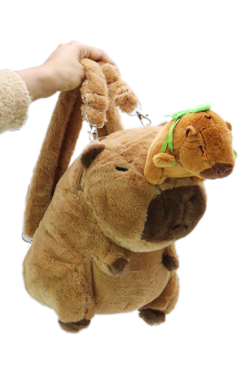 Chargez l&#39;image dans la visionneuse de la galerie, Baby Capybara Fuzzy Stuffed Plush Backpack
