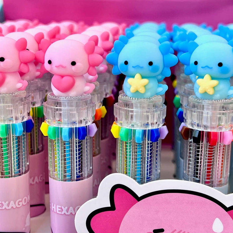 Load image into Gallery viewer, BC Mini Axolotl 10-Color Retractable 1 Single Ball Pen
