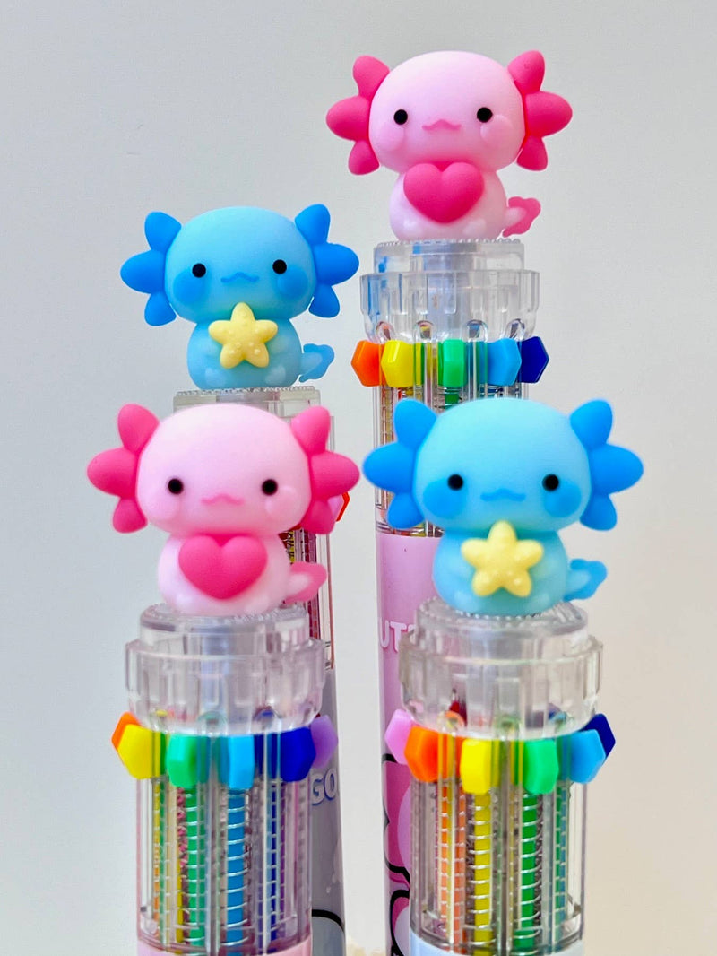 Load image into Gallery viewer, BC Mini Axolotl 10-Color Retractable 1 Single Ball Pen
