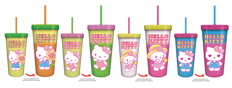 Load image into Gallery viewer, Hello Kitty Doodle 24oz. 4pk. Color Change Cold Cup Set
