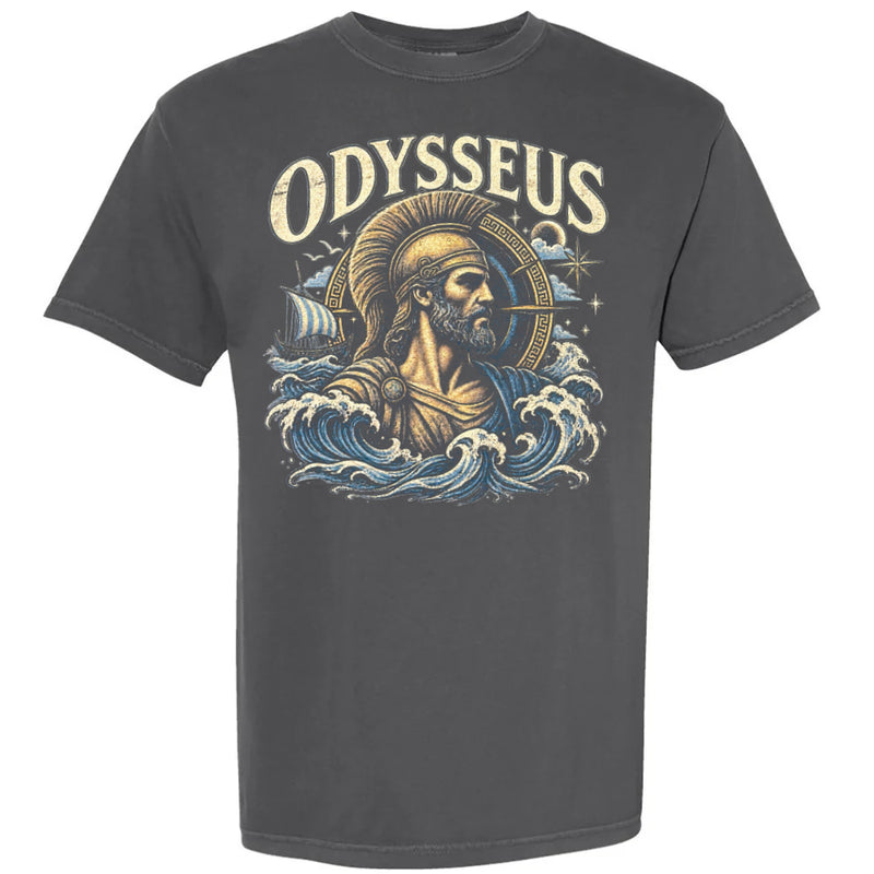 Load image into Gallery viewer, Odysseus Warrior Charcoal Comfort Color T-Shirt
