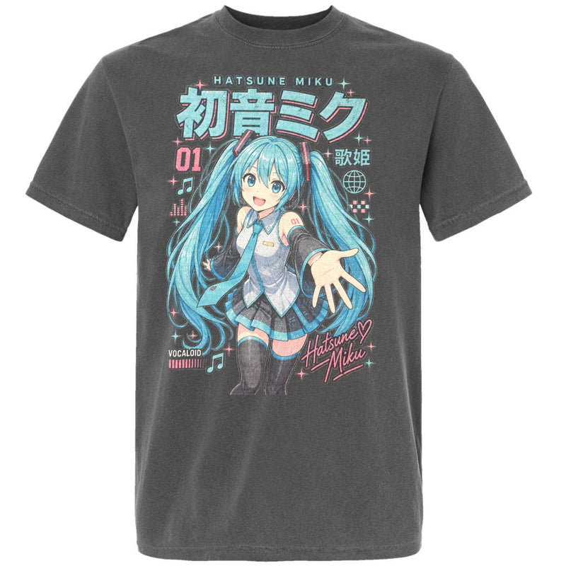 Cargue la imagen en el visor de la galería, Hatsune Miku - Charcoal Comfort Color T-Shirt
