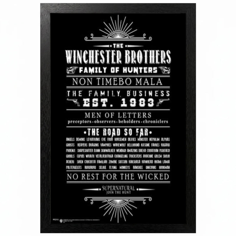 Cargue la imagen en el visor de la galería, Pyramid America Super Natural - Winchester Brothers-Letters 11" x 17" Wall Framed
