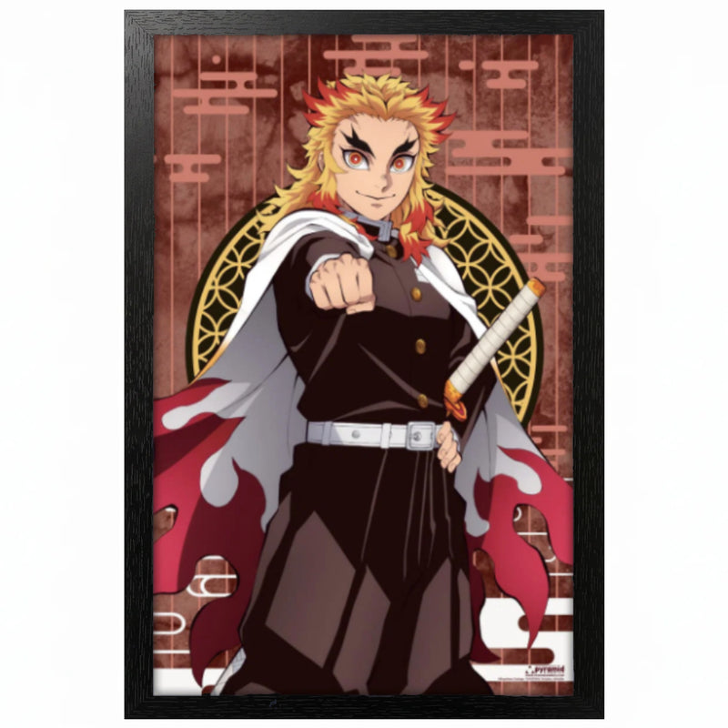 Cargue la imagen en el visor de la galería, Pyramid America Demon Slayer - Rengoku 11" x 17" Wall Framed
