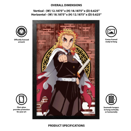 Pyramid America Demon Slayer - Rengoku 11" x 17" Wall Framed