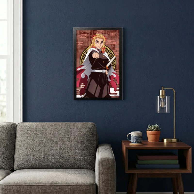 Cargue la imagen en el visor de la galería, Pyramid America Demon Slayer - Rengoku 11" x 17" Wall Framed
