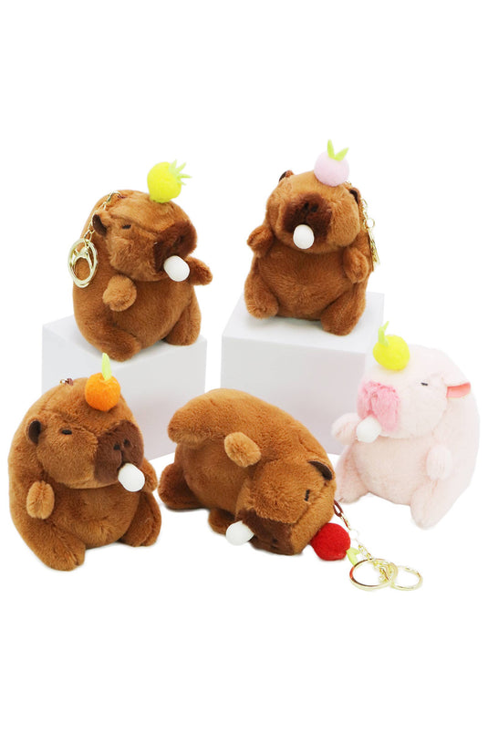 Drooling Capybara Fuzzy Faux Fur Plushie Key Chain