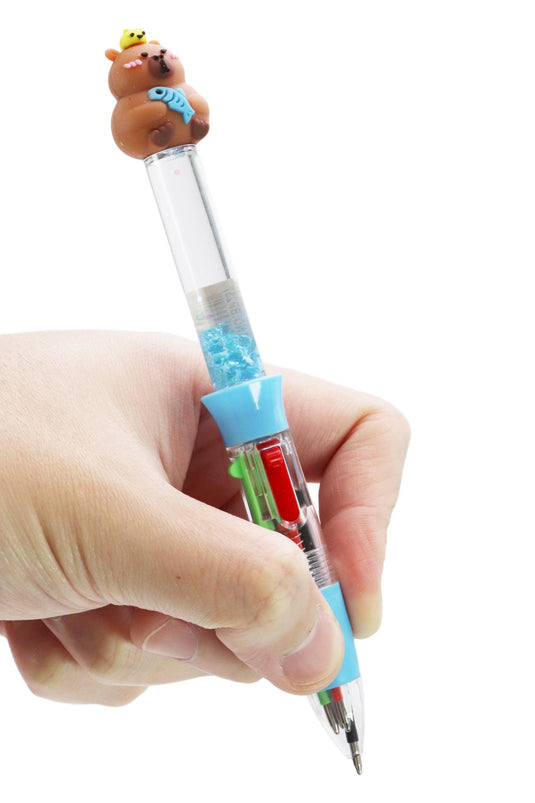 Capybara Bead Liquid Filled 4-Color Pen - 1 pcs