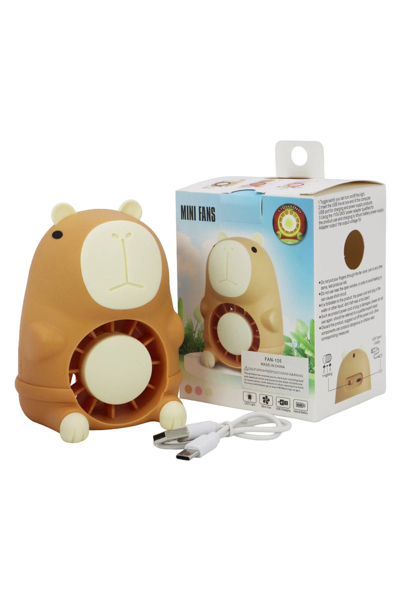 Load image into Gallery viewer, Capybara Rechargeable Mini Nightlight Desk Fan
