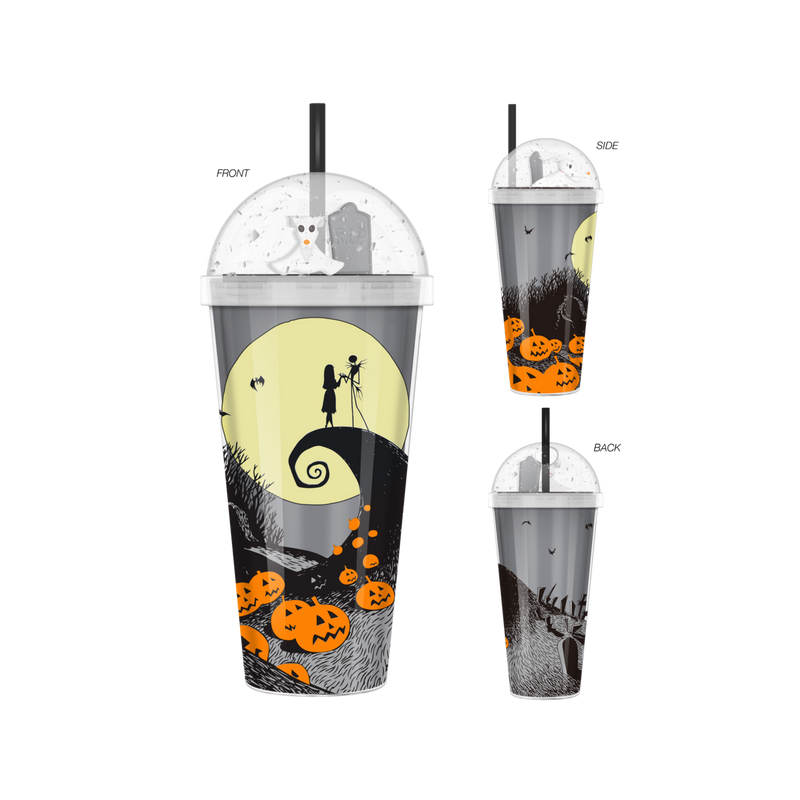 Cargue la imagen en el visor de la galería, The Nightmare Before Christmas - Spiral Hill Moon Graveyard 24oz Dome Top Travel Tumbler
