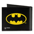 DC Comics Batman Logo Black Yellow Canvas Bi-Fold Men's Wallet