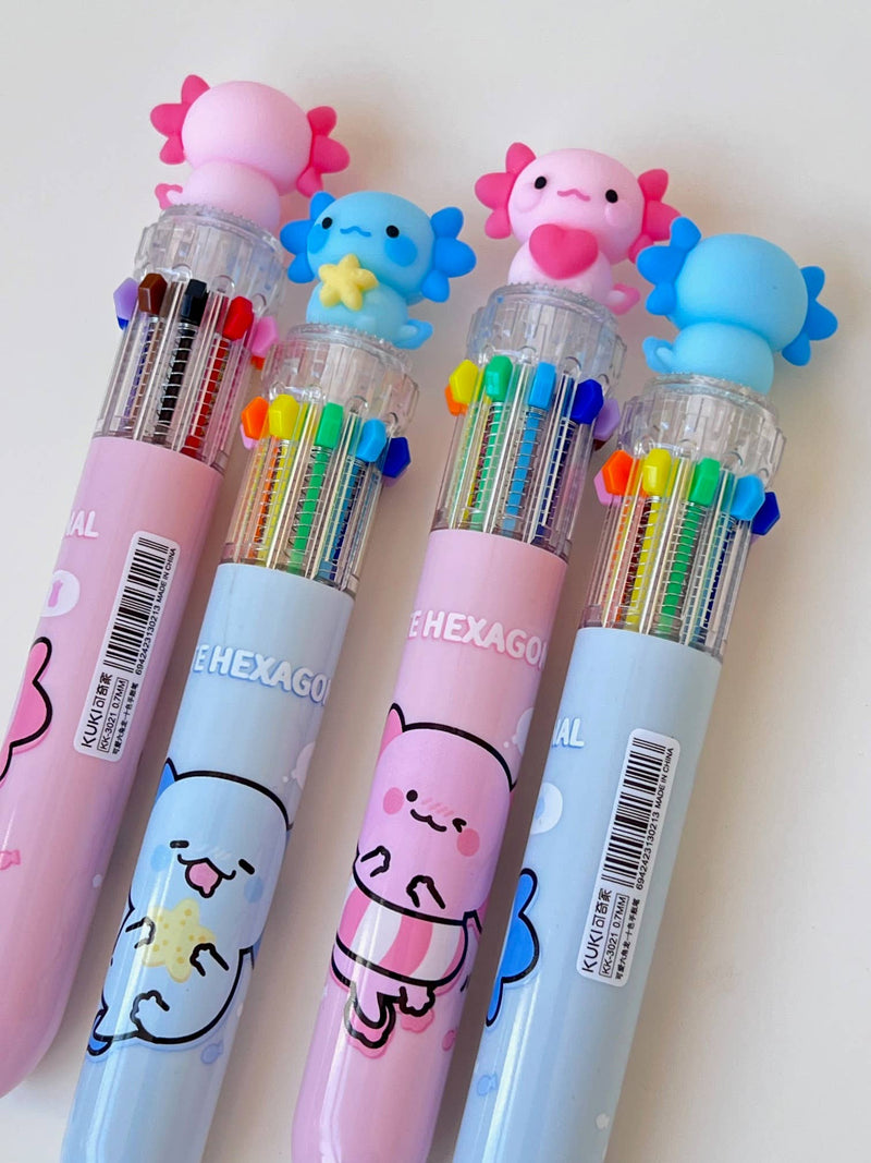 Load image into Gallery viewer, BC Mini Axolotl 10-Color Retractable 1 Single Ball Pen
