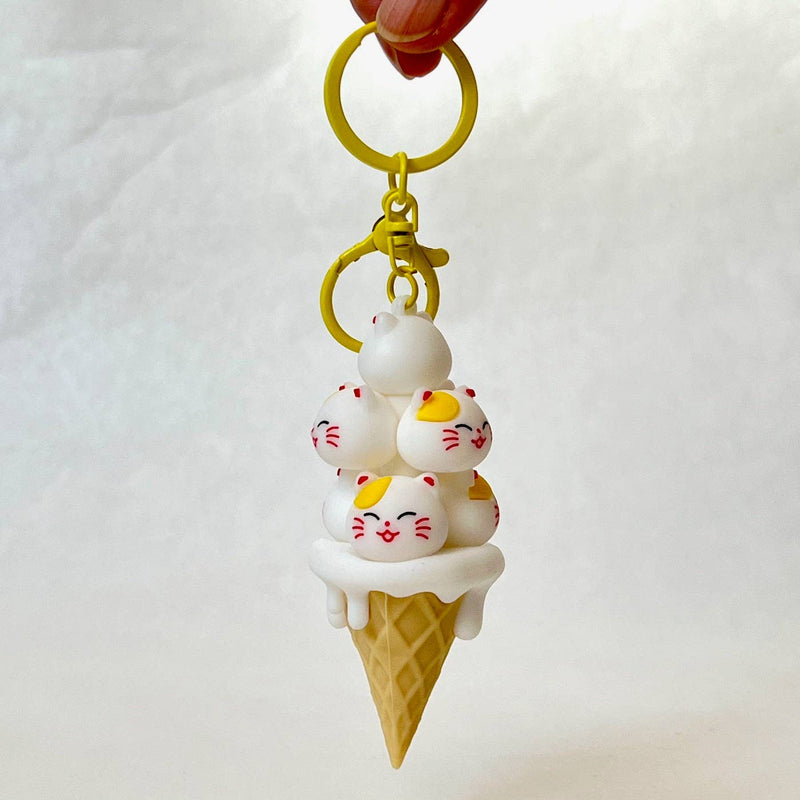 Cat Cone Family Key Charm Keychain