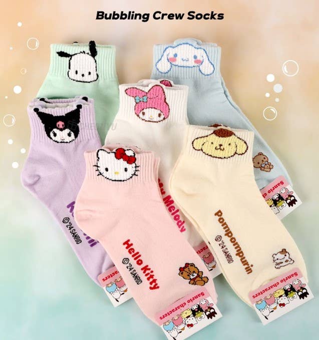 Chargez l&#39;image dans la visionneuse de la galerie, Sanrio Boucle -  Characters Face Cotton Ankle Crew Socks
