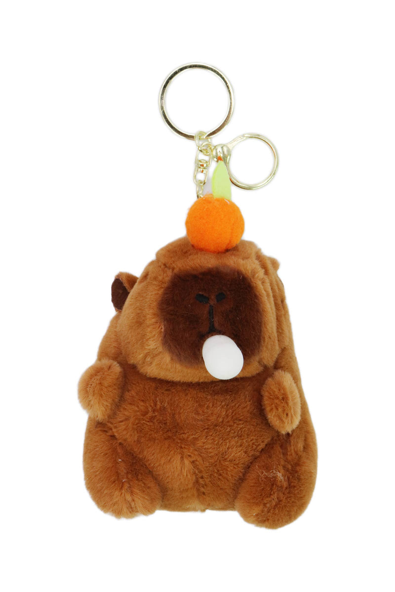 Load image into Gallery viewer, Drooling Capybara Fuzzy Faux Fur Plushie Key Chain
