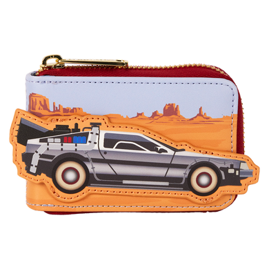 Loungefly Universal: Back To The Future 40th Anniversary Delorean Accodion Zip Around Wallet