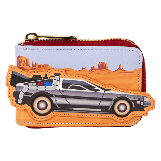 Loungefly Universal: Back To The Future 40th Anniversary Delorean Accodion Zip Around Wallet