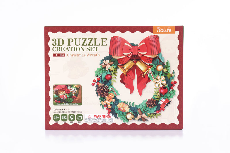 Cargue la imagen en el visor de la galería, Robotime Rolife Christmas Wreath DIY Xmas 3D Puzzle

