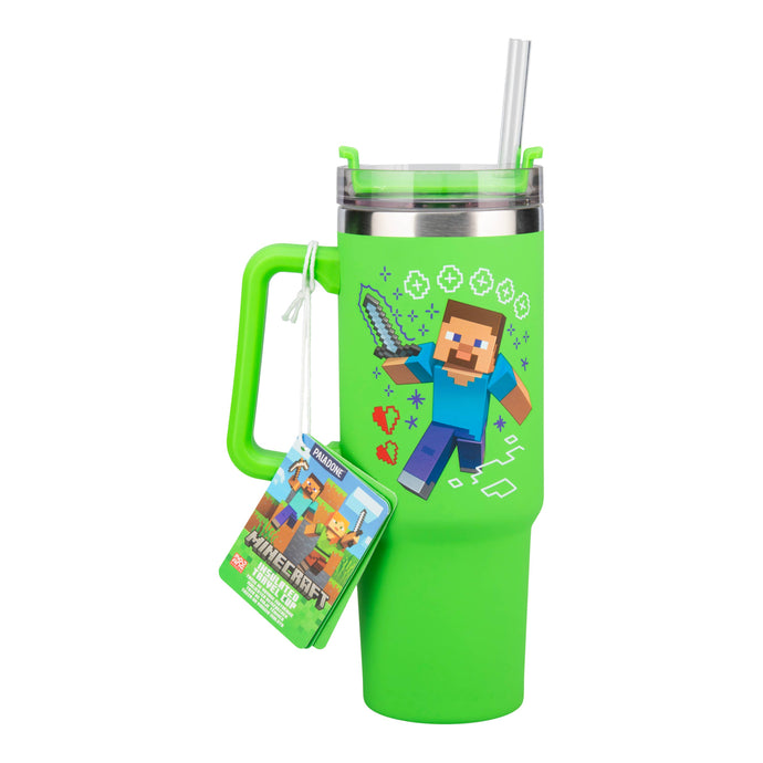 Minecraft - Green 900ml Insulated Cup and Straw Metal Tumbler