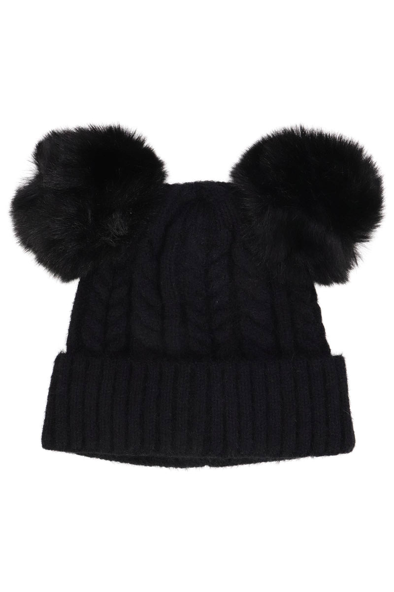 Load image into Gallery viewer, Toddlers Cable Knitted Double Pom Beanie
