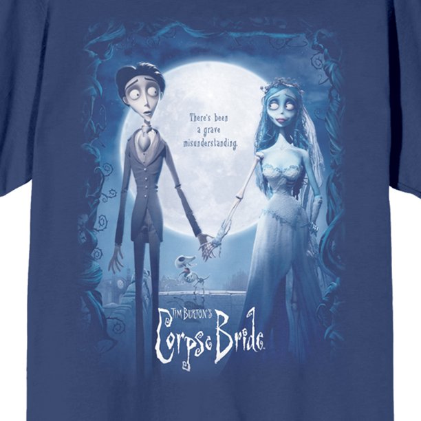 Cargue la imagen en el visor de la galería, Camiseta gráfica azul marino con póster de película The Corpse Bride
