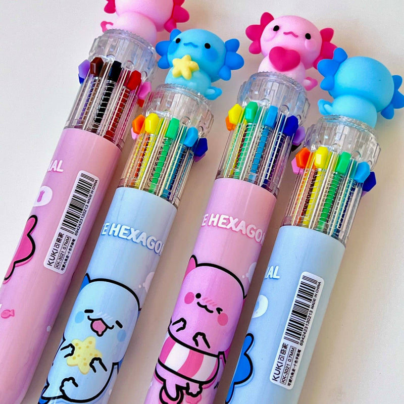 Load image into Gallery viewer, BC Mini Axolotl 10-Color Retractable 1 Single Ball Pen
