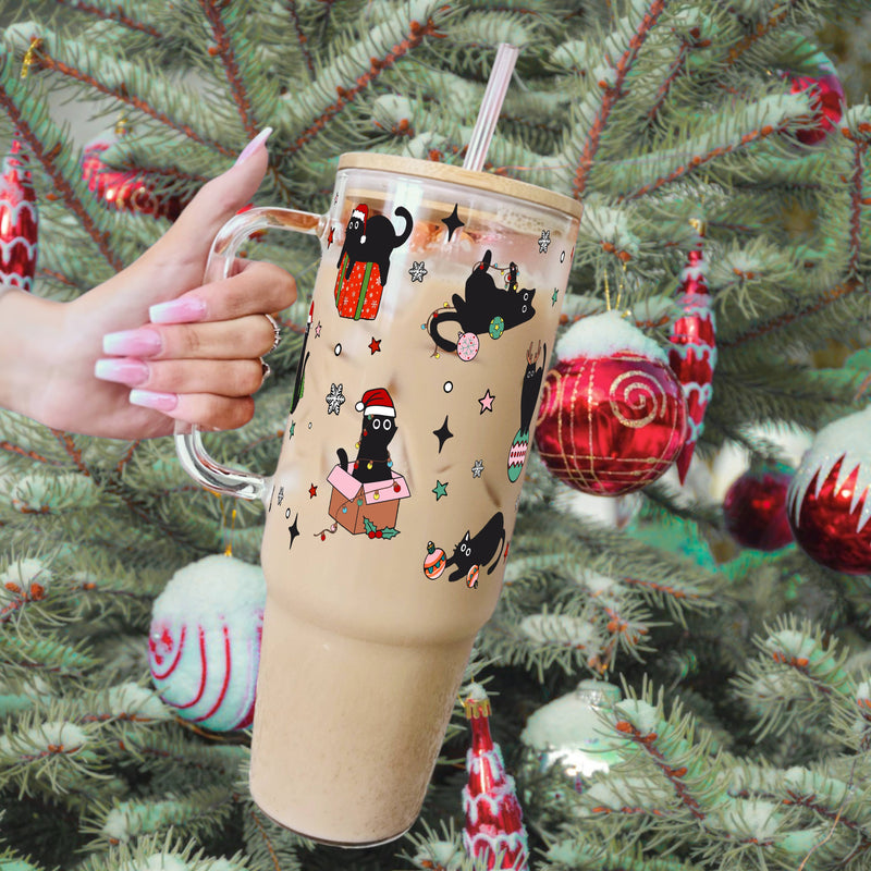 Chargez l&#39;image dans la visionneuse de la galerie, Christmas Cats 40oz Tumbler With Lid and Straw
