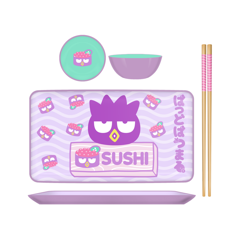 Chargez l&#39;image dans la visionneuse de la galerie, Sanrio Badtz Maru Sushi Face 3pc Ceramic Sushi Set- Boxed
